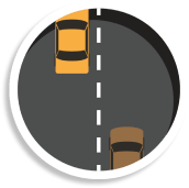 two lane road with two cars